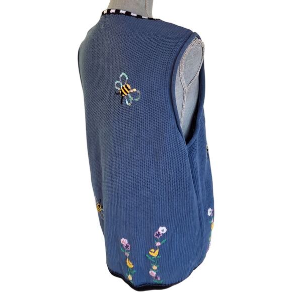 Vintage Quacker Factory Bumble Bee Sequin Embroidered Vest Plus 1X - Picture 6 of 13